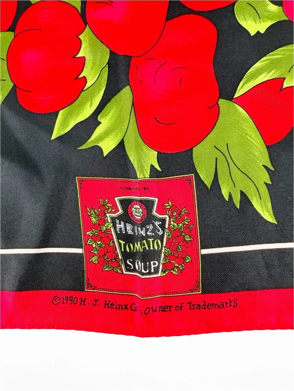 JUNE CRITCHFIELD Vintage 1990 Silk Scarf Heinz Tomato
